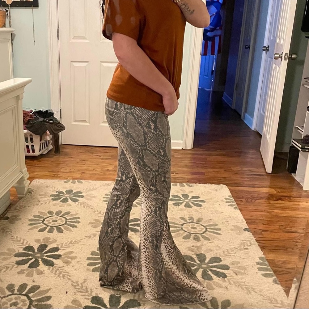 L & B snakeskin flares